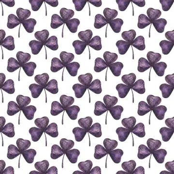 Purple shamrock seamless pattern Stock Illustration
