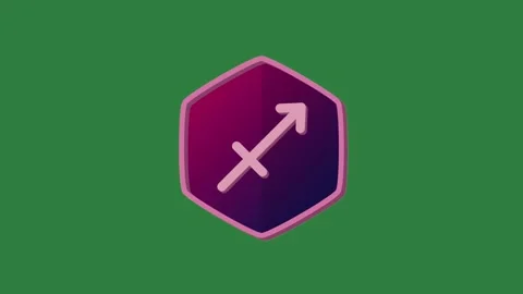 Purple shield icon on with an arrow it hexal hexa cartoonish Stock Footage 335978294