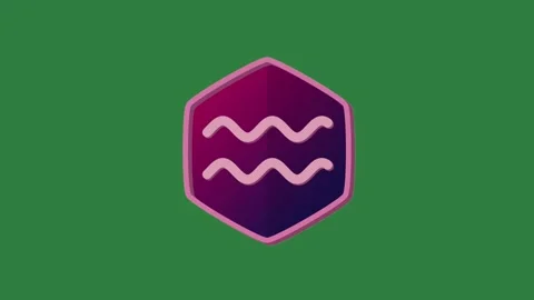 A purple shield icon on green screen and with hexagon hexa it green screen Stock Footage 336052677