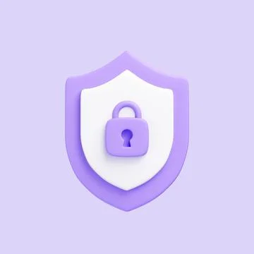 Purple Shield with Lock Symbol for Security Stock Illustration