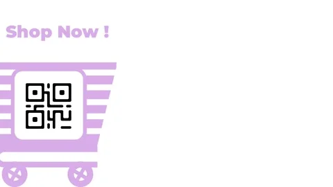 Purple Shopping Cart with QR Code and Shop Now Text Animation. Stock Footage 341402241