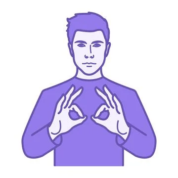 Purple Sign Language Interpretation Icon. Vector Illustration. A translator.. Stock Illustration