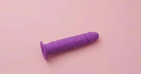 Purple silicone dildo Stock Footage 146480664