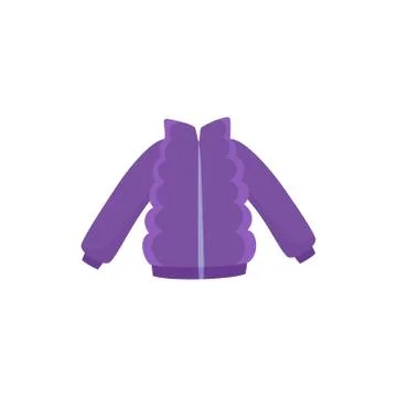 Purple ski jacket, down parka for a child, kid Illustrazione stock