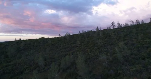 Purple Skies Over Cameron Park California, Rolling Northern California Foothills Stock Footage
