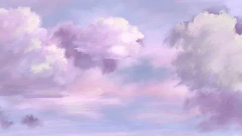 Purple sky with clouds. Paint background parallax with mask Video stock 149350092