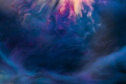 A purple sky with electric blue clouds resembling a galaxy painting Stock Illustration