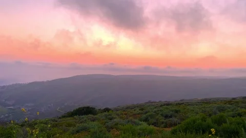 Purple Sky Mountain Stock Footage 252859105