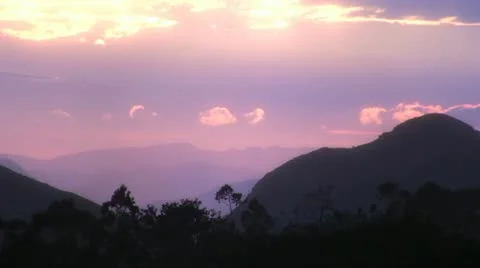 Purple sky in the mountains Stock Footage 11314650