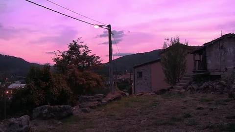 Purple Sky Nightfall Stock Footage 79812623