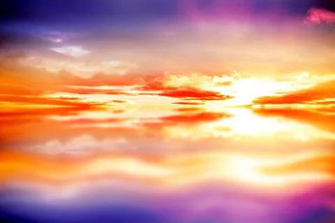 Purple sky with orange clouds Stock Illustration