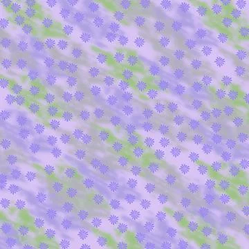 Purple small flowers on an abstract background of green and pink Stock Illustration