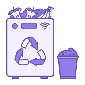 Purple Smart Composting System Icon. Vector Illustration. Technological Dev.. Stock Illustration