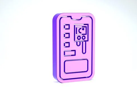 Purple Smart control farming system mobile application icon isolated on white Stock Illustration