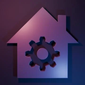Purple Smart home settings icon isolated on purple-blue background. Remote .. 스톡 일러스트