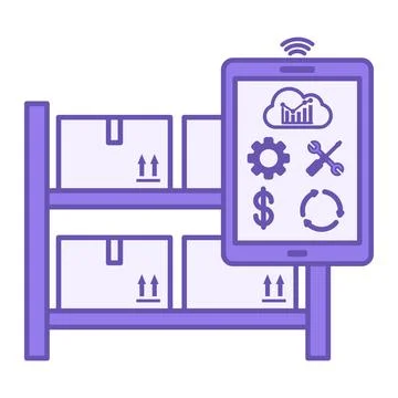 Purple Smart Inventory Management Icon. Vector Illustration. Inventory Cont.. Stock Illustration