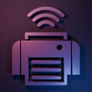 Purple Smart printer system icon isolated on purple-blue background. Intern.. Stock Illustration