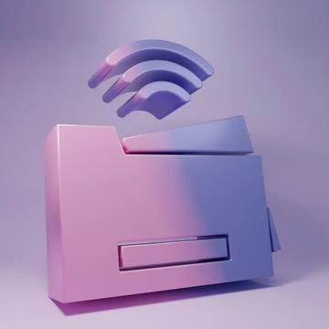 Purple Smart printer system icon isolated on purple background. Internet of.. Stock Illustration