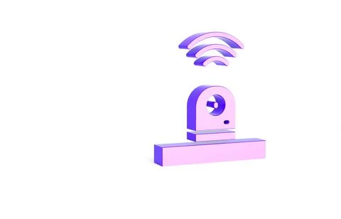Purple Smart security camera icon isolated on white background. Internet of t Stock Illustration