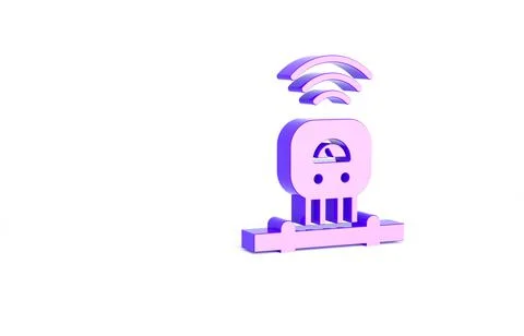 Purple Smart sensor system icon isolated on white background. Internet of thi Stockillustratie