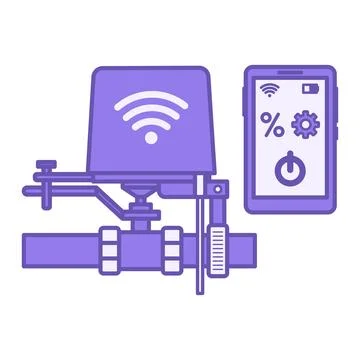 Purple Smart Valve Controller Icon. Stock Illustration