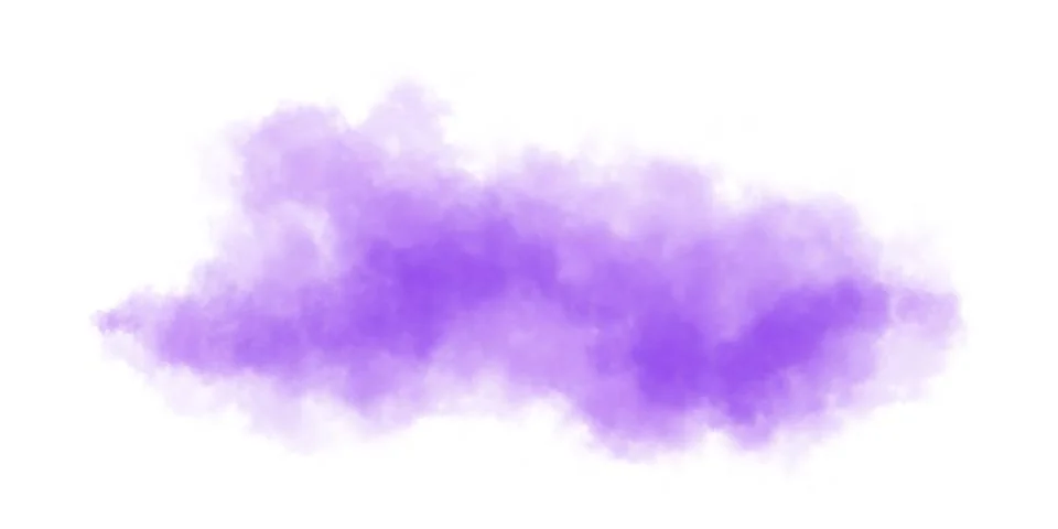 Purple smoke or cloud texture on white background, abstract fog or dust Stock Illustration