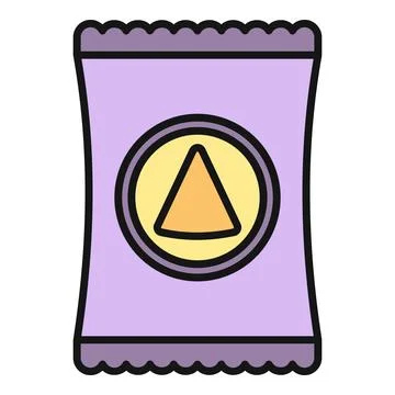 Purple snack bag with triangle chip icon Stock Illustration