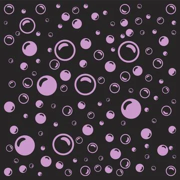 Purple soap bubbles on a black background. Ilustração Stock