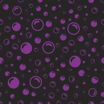 Purple soap bubbles on a black background. Stock Illustration