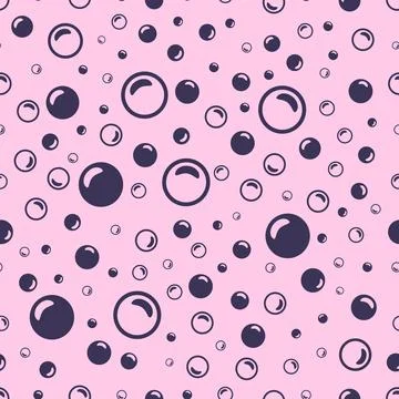 Purple soap bubbles on a light pink background Stock Illustration