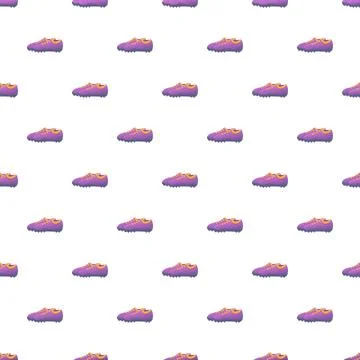 Purple soccer cleats repeating pattern with athletic footwear Stock Illustration