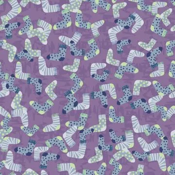 Purple socks seamless vector pattern Illustrazione stock