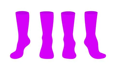 Purple socks template mockup flat style design vector illustration set. Stock Illustration