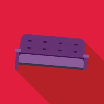 Purple sofa casting long shadow on red wall Stock Illustration