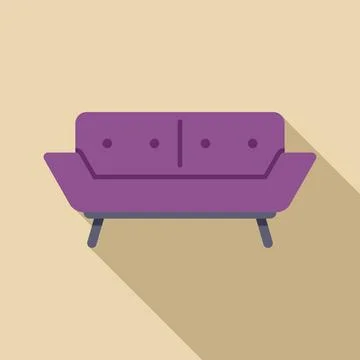 Purple sofa couch flat design long shadow icon Stock Illustration