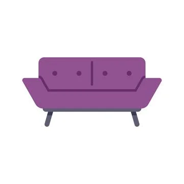 Purple sofa flat icon representing home interior design Stock Illustration