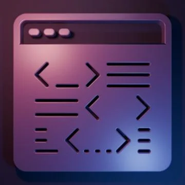 Purple Software, web developer programming code icon isolated on purple-blu.. Foto stock