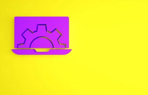 Purple Software, web development, programming concept icon isolated on yellow Stock Illustration