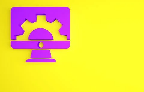 Purple Software, web development, programming concept icon isolated on yellow Stock Illustration