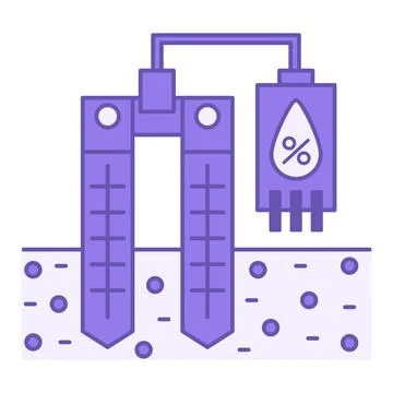 Purple Soil Moisture Sensor Icon. Vector Illustration. Electronic Device fo.. Stock Illustration