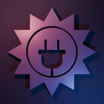 Purple Solar energy panel icon isolated on purple-blue background. Sun and .. Stock Illustration