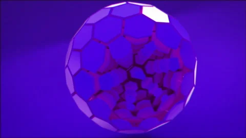 Purple Solid Tech Sphere Unfolding on Purple background Stock Footage 244465189