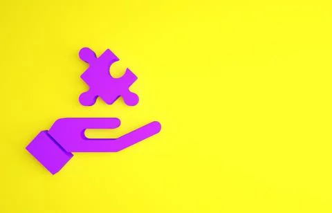 Purple Solution to the problem in psychology icon isolated on yellow backgrou Illustrazione stock