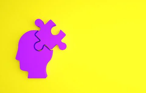 Purple Solution to the problem in psychology icon isolated on yellow backgrou Stockillustratie