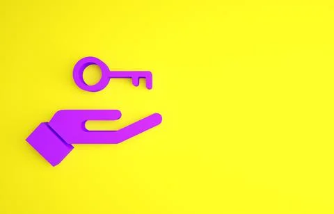 Purple Solution to the problem in psychology icon isolated on yellow backgrou Illustrazione stock