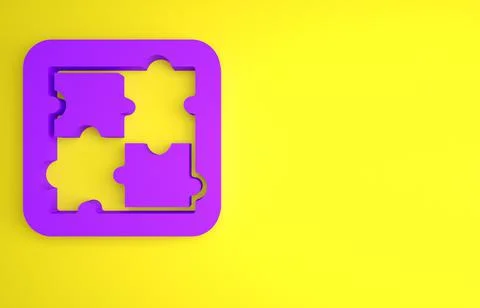 Purple Solution to the problem in psychology icon isolated on yellow backgrou Stock Illustration