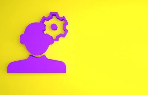 Purple Solution to the problem in psychology icon isolated on yellow backgrou Stock Illustration
