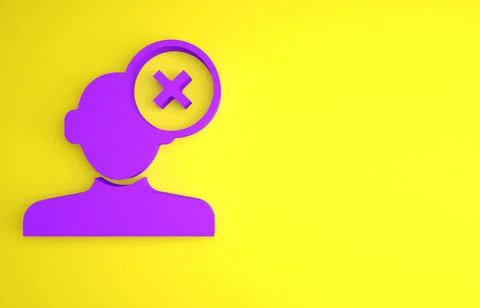 Purple Solution to the problem in psychology icon isolated on yellow backgrou Stock Illustration