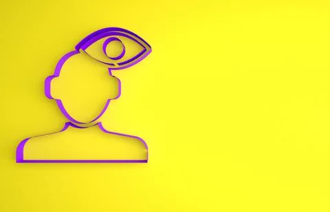 Purple Solution to the problem in psychology icon isolated on yellow backgrou Stock Illustration