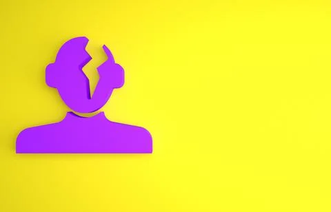 Purple Solution to the problem in psychology icon isolated on yellow backgrou Stock Illustration